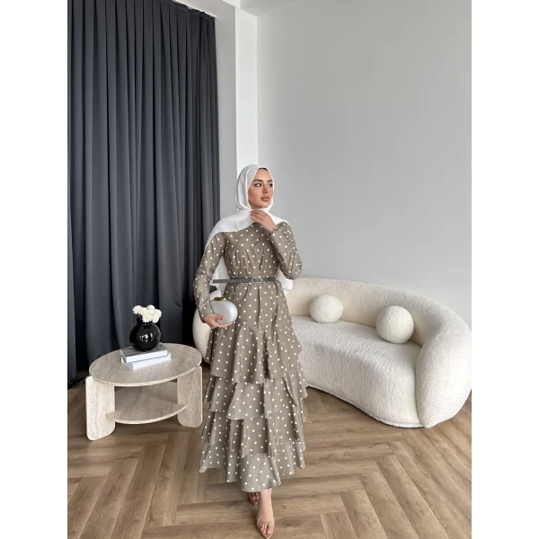 Tb - Ponpon Kat Kat Elbise - Yeşil