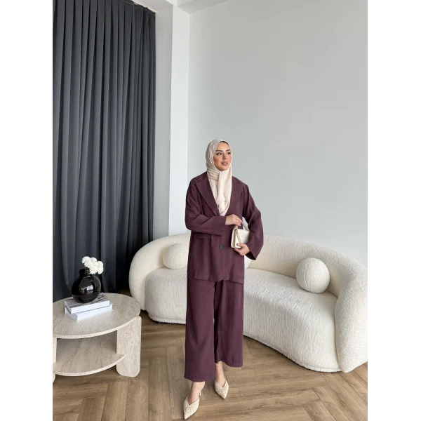 Mav - Moza Düğmeli Takım - Bordo