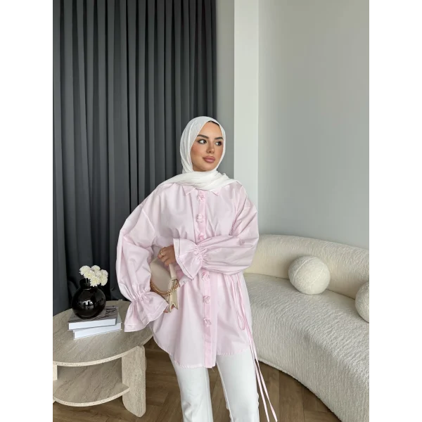 Hen - Sehaa Gül Detay Gömlek - Pembe