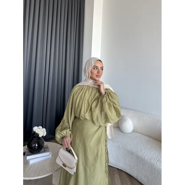 Qu - Balon Kol Etekli Takım - Yeşil