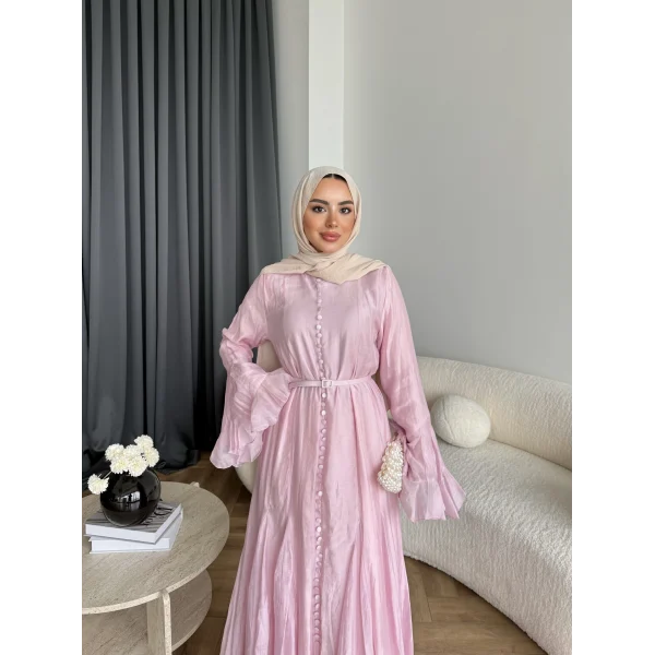 Fuş - Navyl Modal Elbise - Pembe