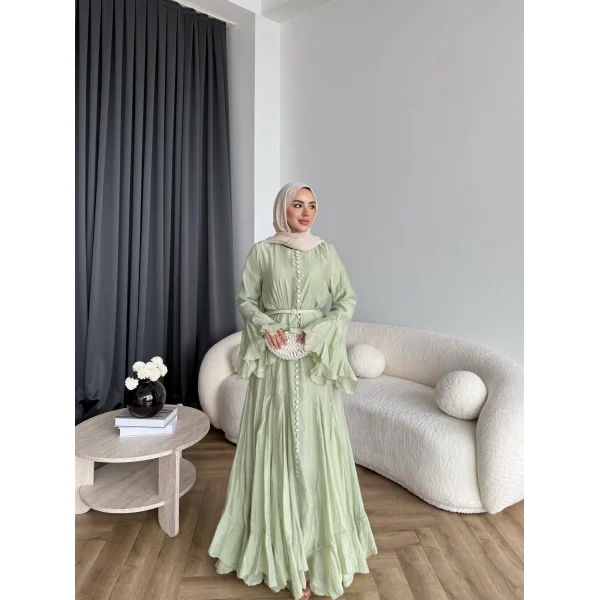 Fuş - Navyl Modal Elbise - Yeşil