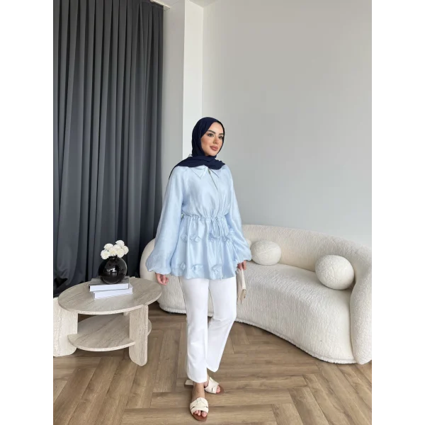 Fuş - Ferilan Fermuarlı Gömlek - Bebe Mavi