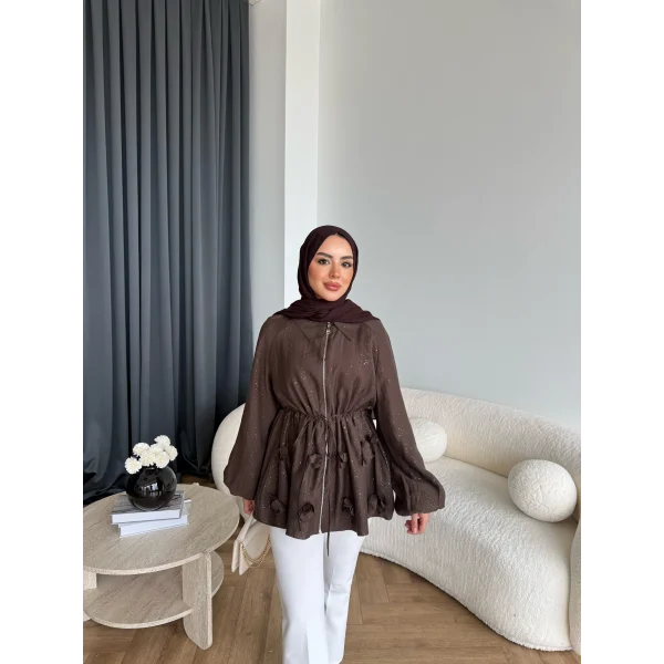 Fuş - Ferilan Fermuarlı Gömlek - Kahve