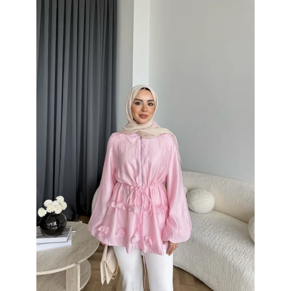 Fuş - Ferilan Fermuarlı Gömlek - Pembe