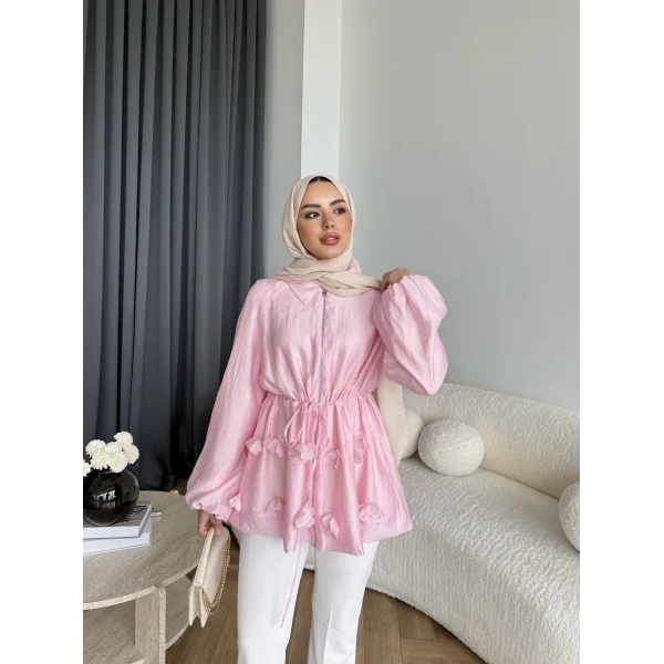 Fuş - Ferilan Fermuarlı Gömlek - Pembe