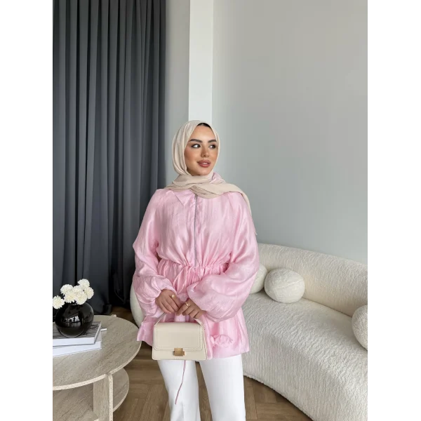 Fuş - Ferilan Fermuarlı Gömlek - Pembe