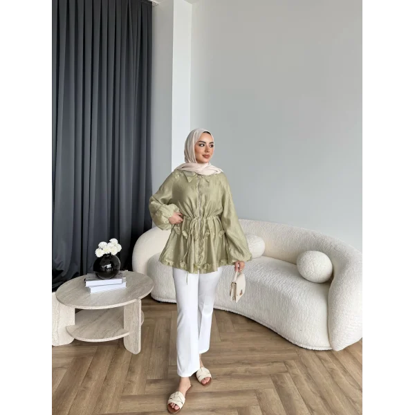 Fuş - Ferilan Fermuarlı Gömlek - Yeşil