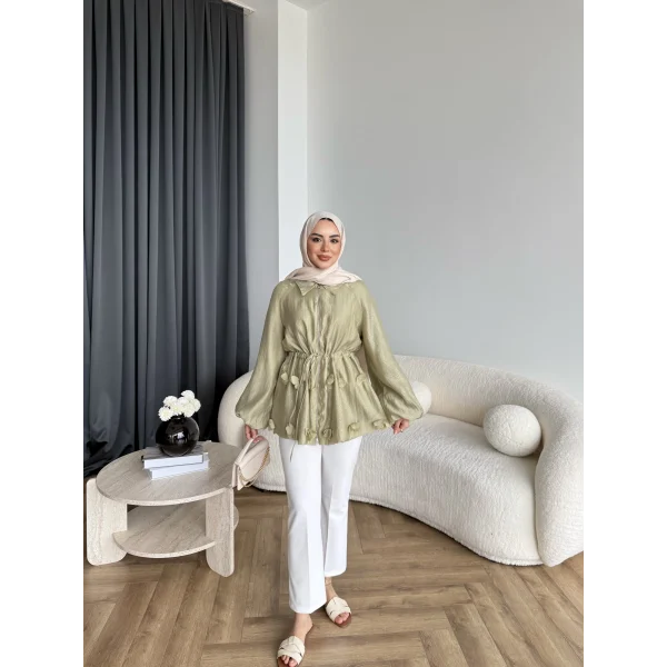 Fuş - Ferilan Fermuarlı Gömlek - Yeşil