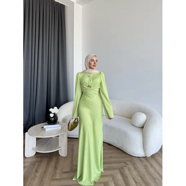 Sue Tasarım Elbise - Yağ Yeşili