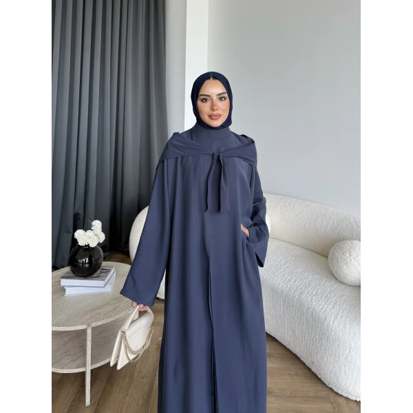 Bel - Zyra Omuz Şallı Yırtmaçlı Takım - Lacivert