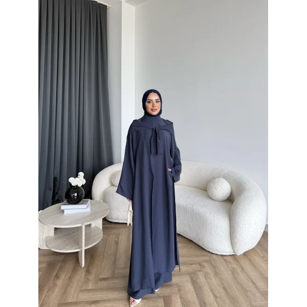 Bel - Zyra Omuz Şallı Yırtmaçlı Takım - Lacivert