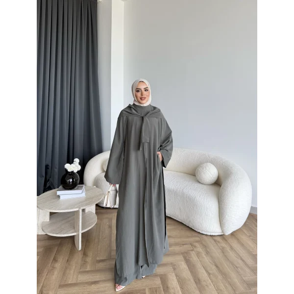 Bel - Zyra Omuz Şallı Yırtmaçlı Takım - Haki