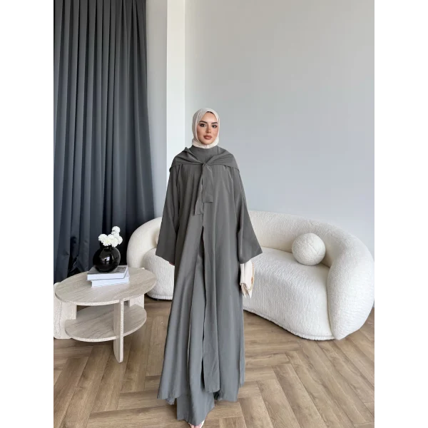 Bel - Zyra Omuz Şallı Yırtmaçlı Takım - Haki