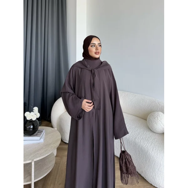 Bel - Zyra Omuz Şallı Yırtmaçlı Takım - Kahve