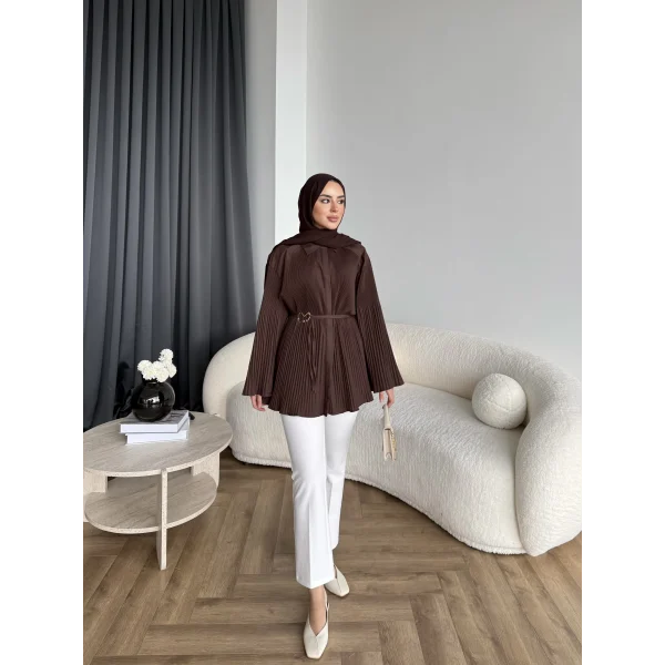 Hen - Choco Piliseli Gömlek - Kahve