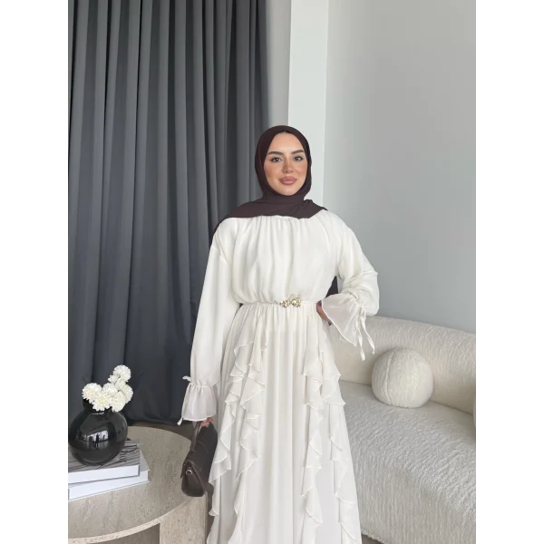 Hen - Endara Şifon Elbise - Ekru