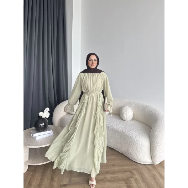 Hen - Endara Şifon Elbise - Yeşil