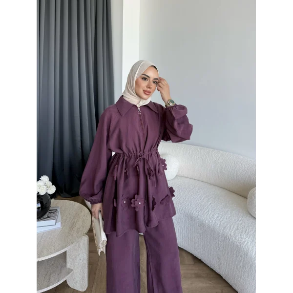 Pwn - Çiçek Desen Modal Takım - Bordo