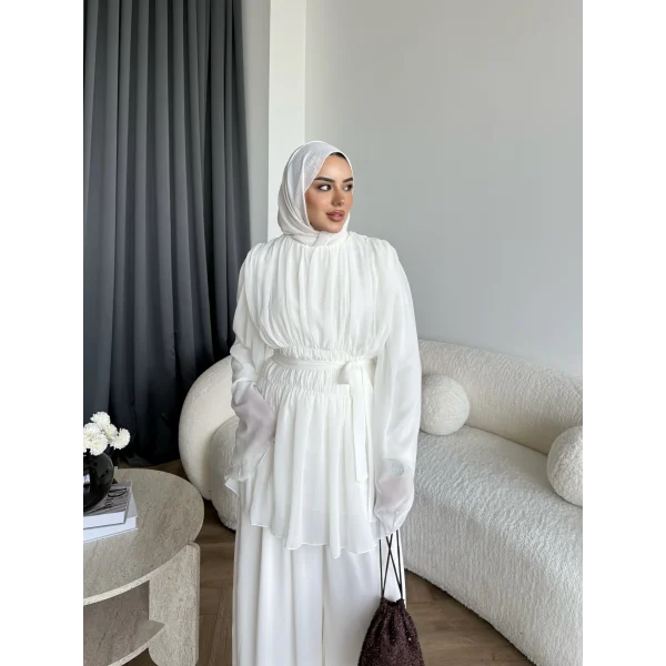 Duan Şifon Takım - Ekru