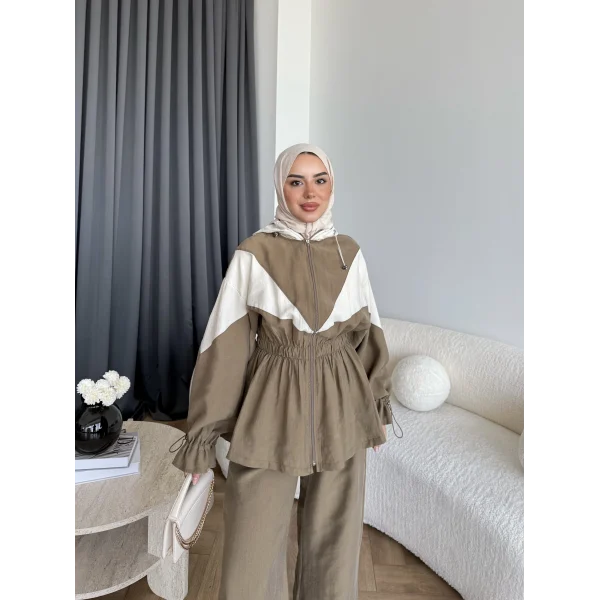Pwn - Hanly Çizgi Detaylı Modal Takım - Yeşil