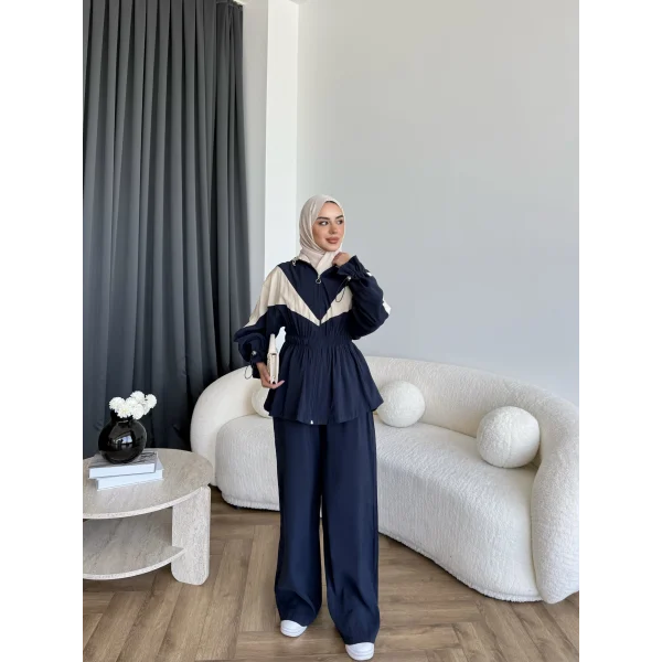 Pwn - Hanly Çizgi Detaylı Modal Takım - Lacivert