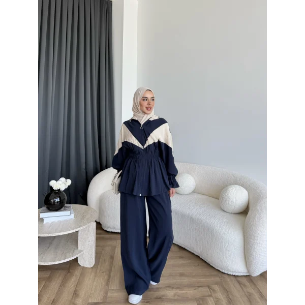 Pwn - Hanly Çizgi Detaylı Modal Takım - Lacivert