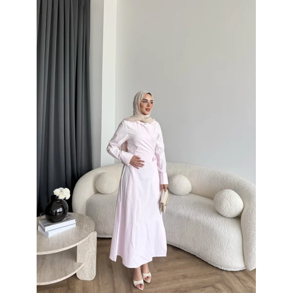 Tb - Havan Çapraz Elbise - Pembe
