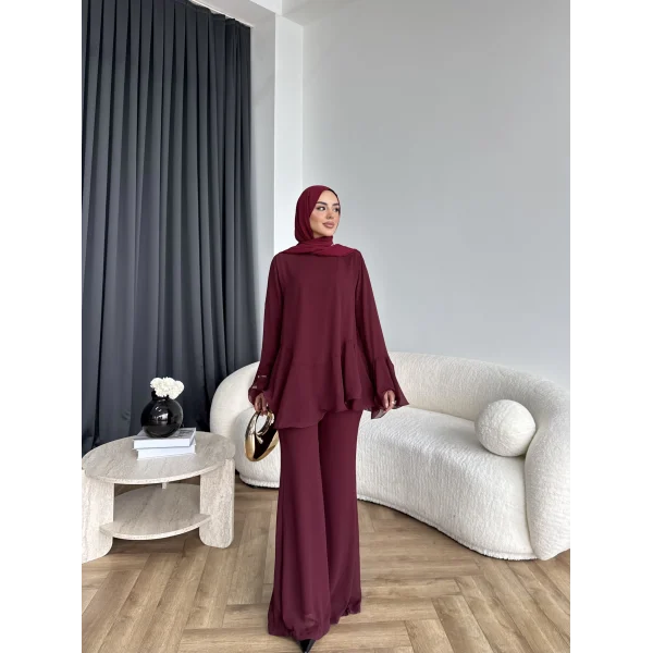 Hew - Eldar Şifon Takım - Bordo