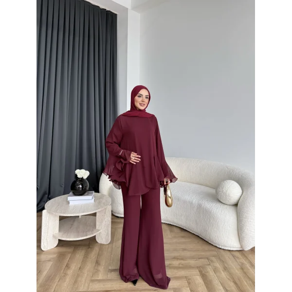 Hew - Eldar Şifon Takım - Bordo