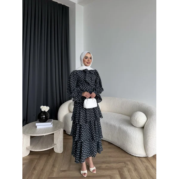Tb - Ponpon Kat Kat Etekli Takım - Siyah