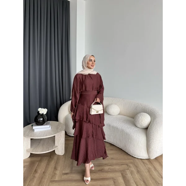 Tb - Gezce Kat Kat Etekli Takım - Bordo