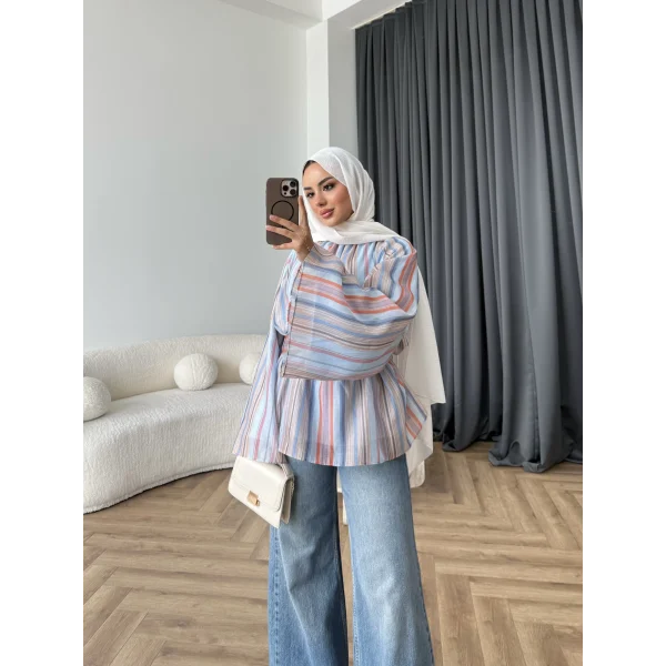 Act - Pastel Işıltı Bluz - Mavi