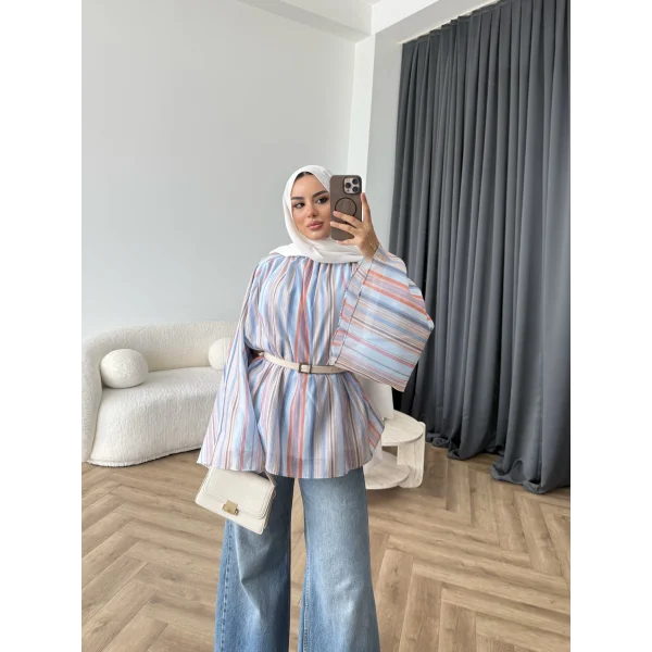 Act - Pastel Işıltı Bluz - Mavi