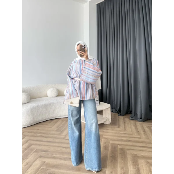 Act - Pastel Işıltı Bluz - Mavi