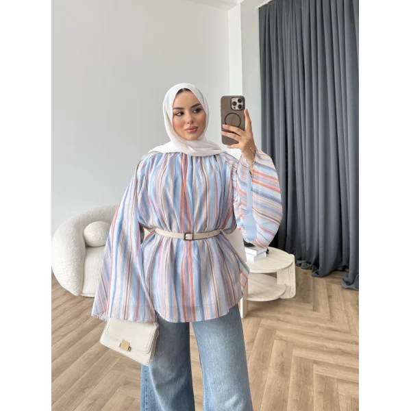 Act - Pastel Işıltı Bluz - Mavi
