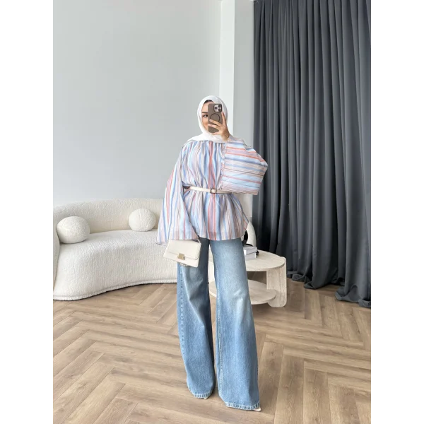 Act - Pastel Işıltı Bluz - Mavi