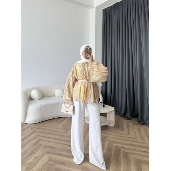 Act - Pastel Işıltı Bluz - Sarı