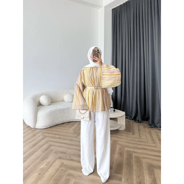 Act - Pastel Işıltı Bluz - Sarı