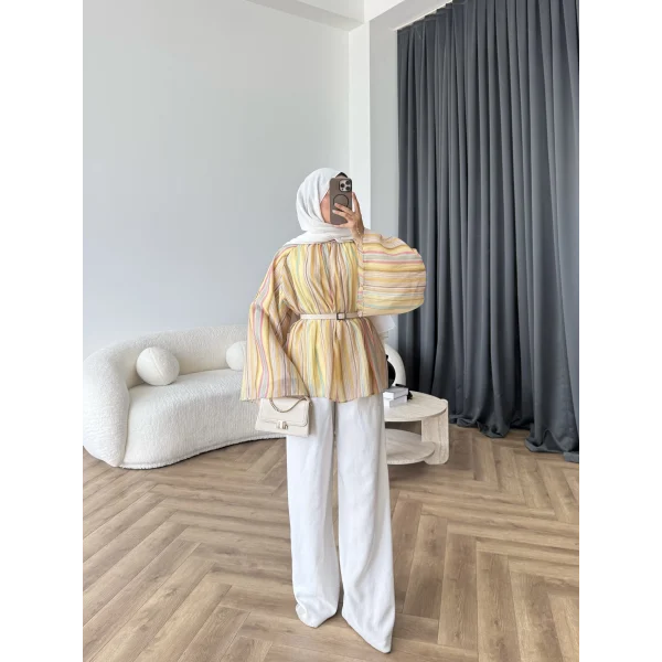 Act - Pastel Işıltı Bluz - Sarı