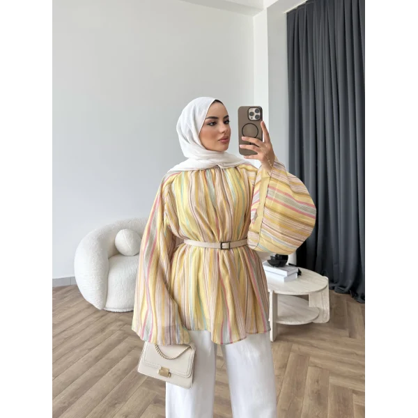 Act - Pastel Işıltı Bluz - Sarı