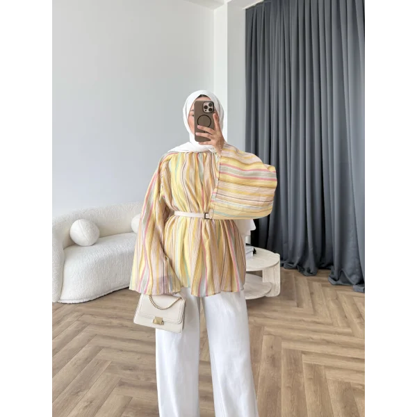 Act - Pastel Işıltı Bluz - Sarı