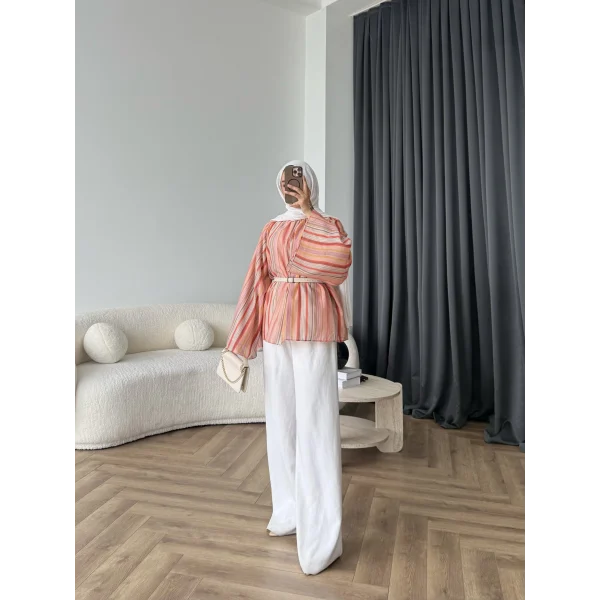 Act - Pastel Işıltı Bluz - Turuncu