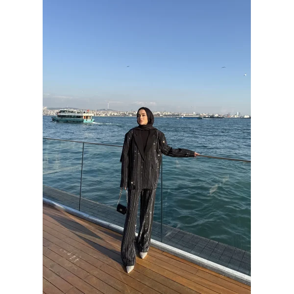 Asil Pırlanta Ceketli Takım - Siyah