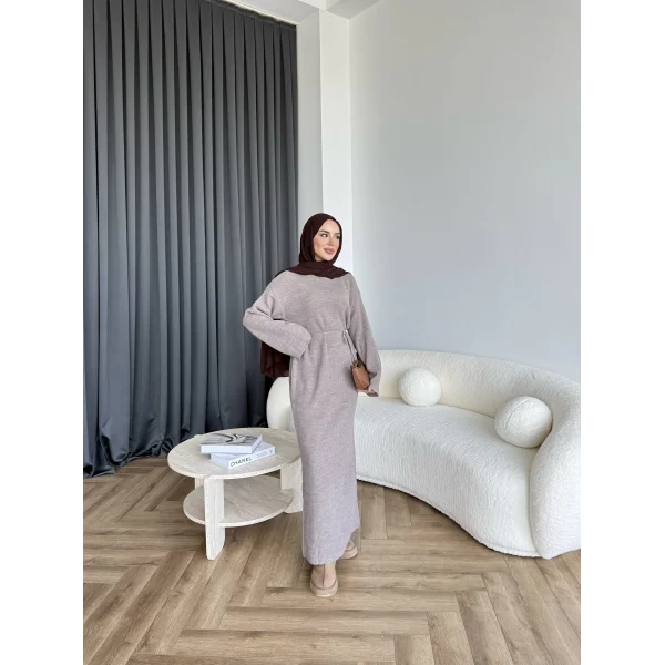 Dora Triko Elbise - Vizon