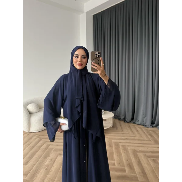 Duq - Doha Şal Hediye Abaya - Lacivert