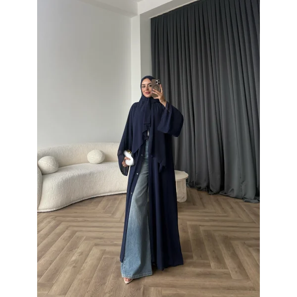 Duq - Doha Şal Hediye Abaya - Lacivert
