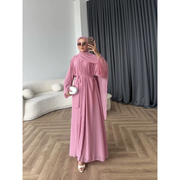 Duq - Doha Şal Hediye Abaya - Pembe