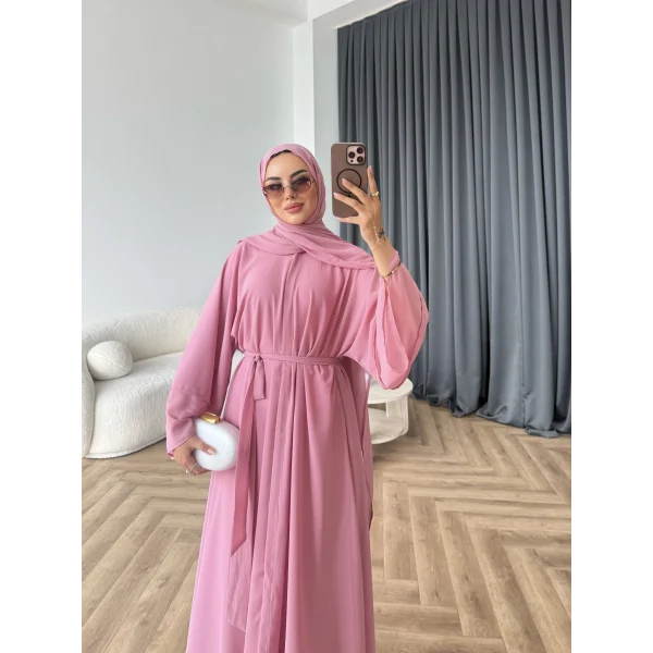 Duq - Doha Şal Hediye Abaya - Pembe