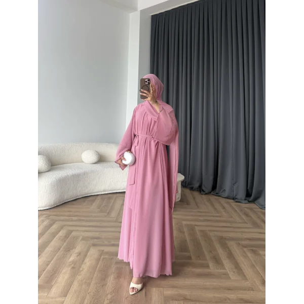 Duq - Doha Şal Hediye Abaya - Pembe